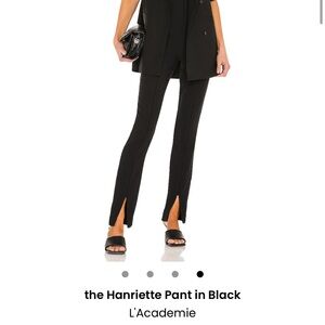 L’Academie Henriette Front Slit Black Pants